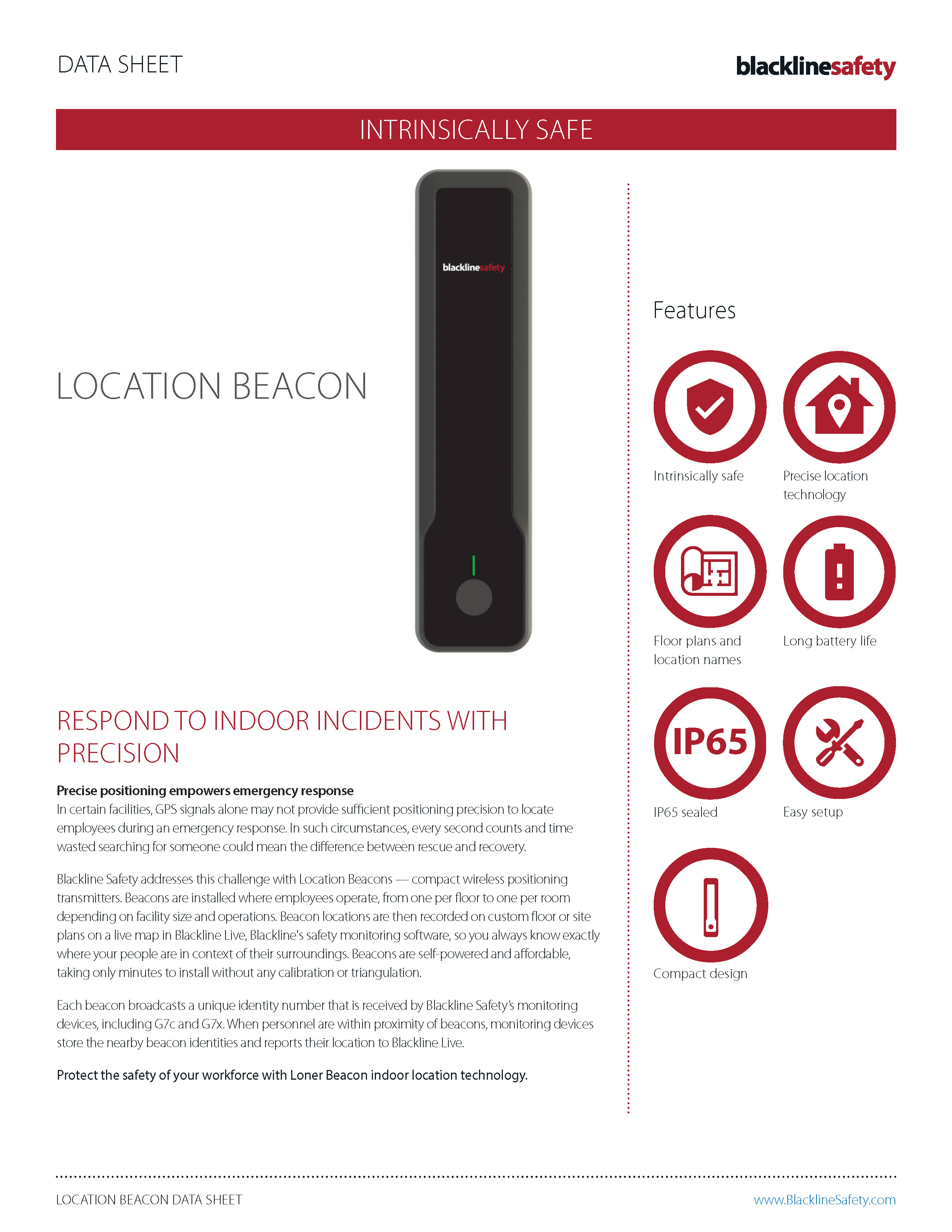 Ficha de localização Beacon Datasheet